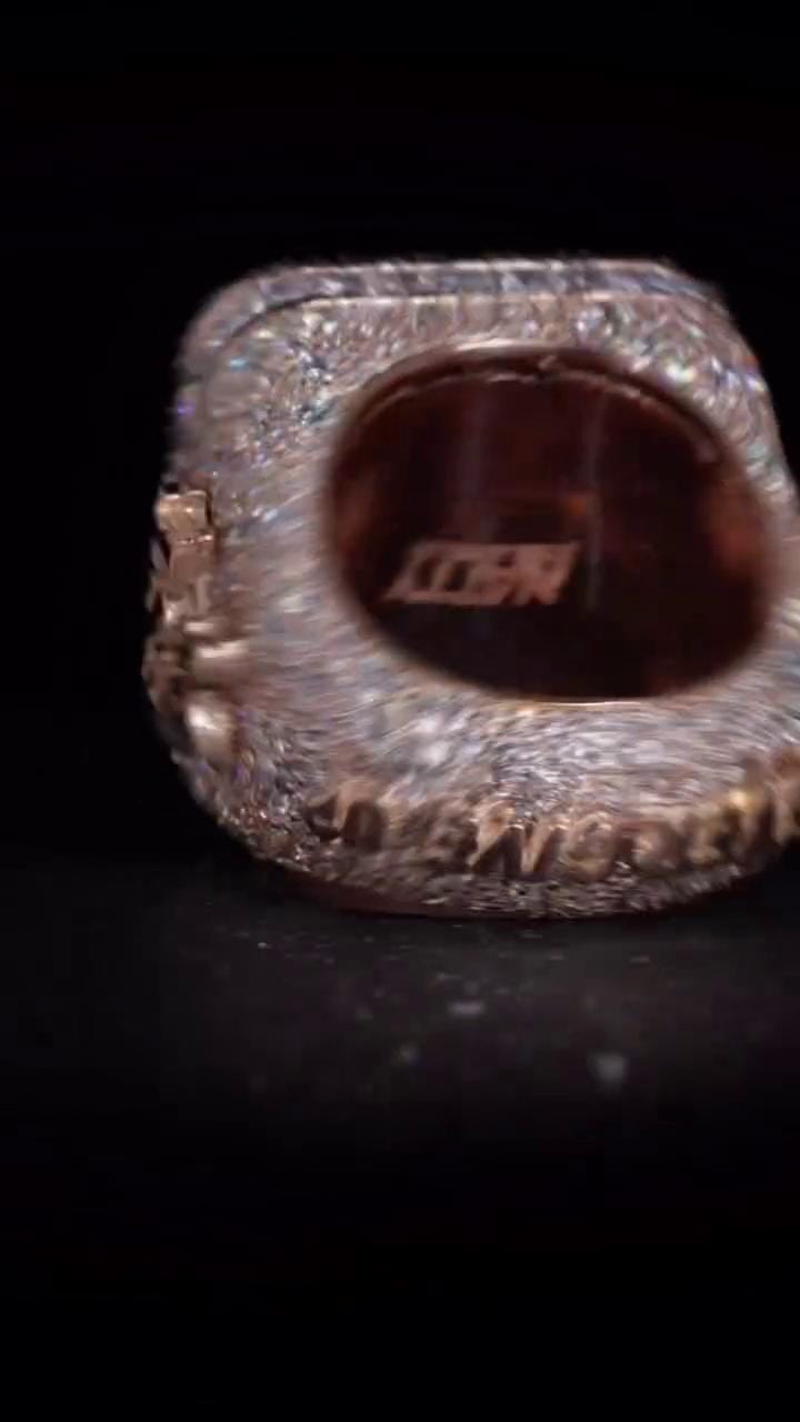 Custom Iced Out Championship Ring, Personalized Letter Number Ring, Pear Cut Moissanite, 925 Silver, Hip Hop Statement Ring