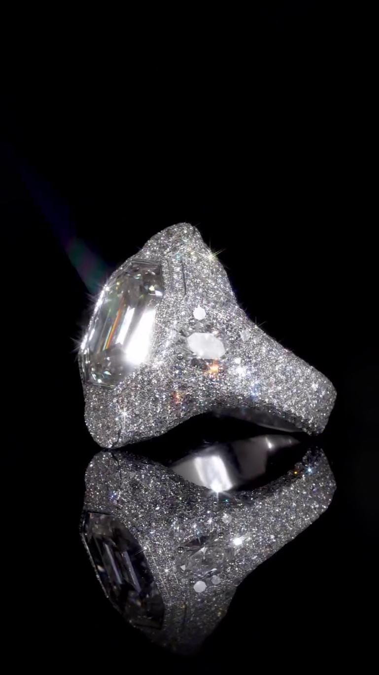 10 CT Emerald Cut Moissanite Ring, Fully Iced Statement Ring, VVS Moissanite Men’s Ring, 925 Sterling Silver Hip Hop Jewelry