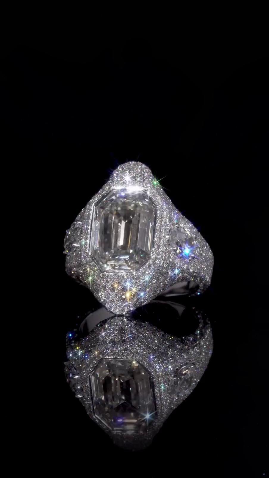 10 CT Emerald Cut Moissanite Ring, Fully Iced Statement Ring, VVS Moissanite Men’s Ring, 925 Sterling Silver Hip Hop Jewelry