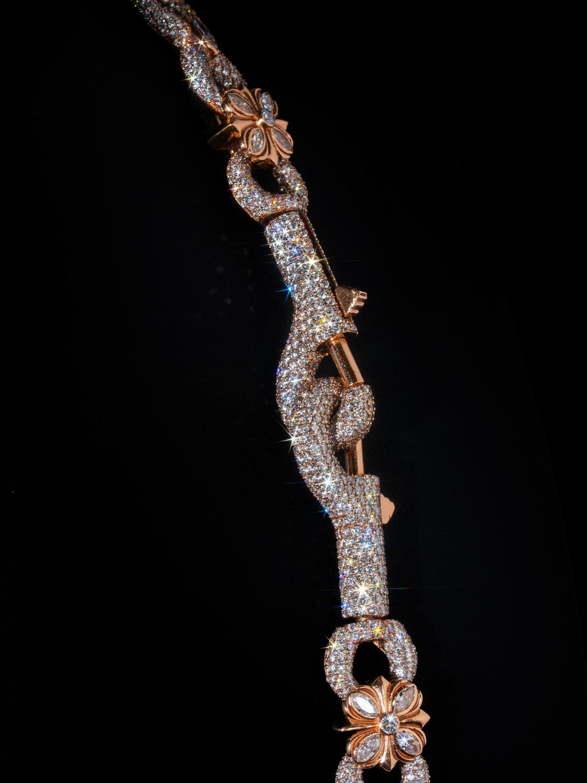 Marquise Eternal Bloom Infinity Chain, 14mm Moissanite Flower Link Necklace, 925 Silver Hip Hop Jean Chain