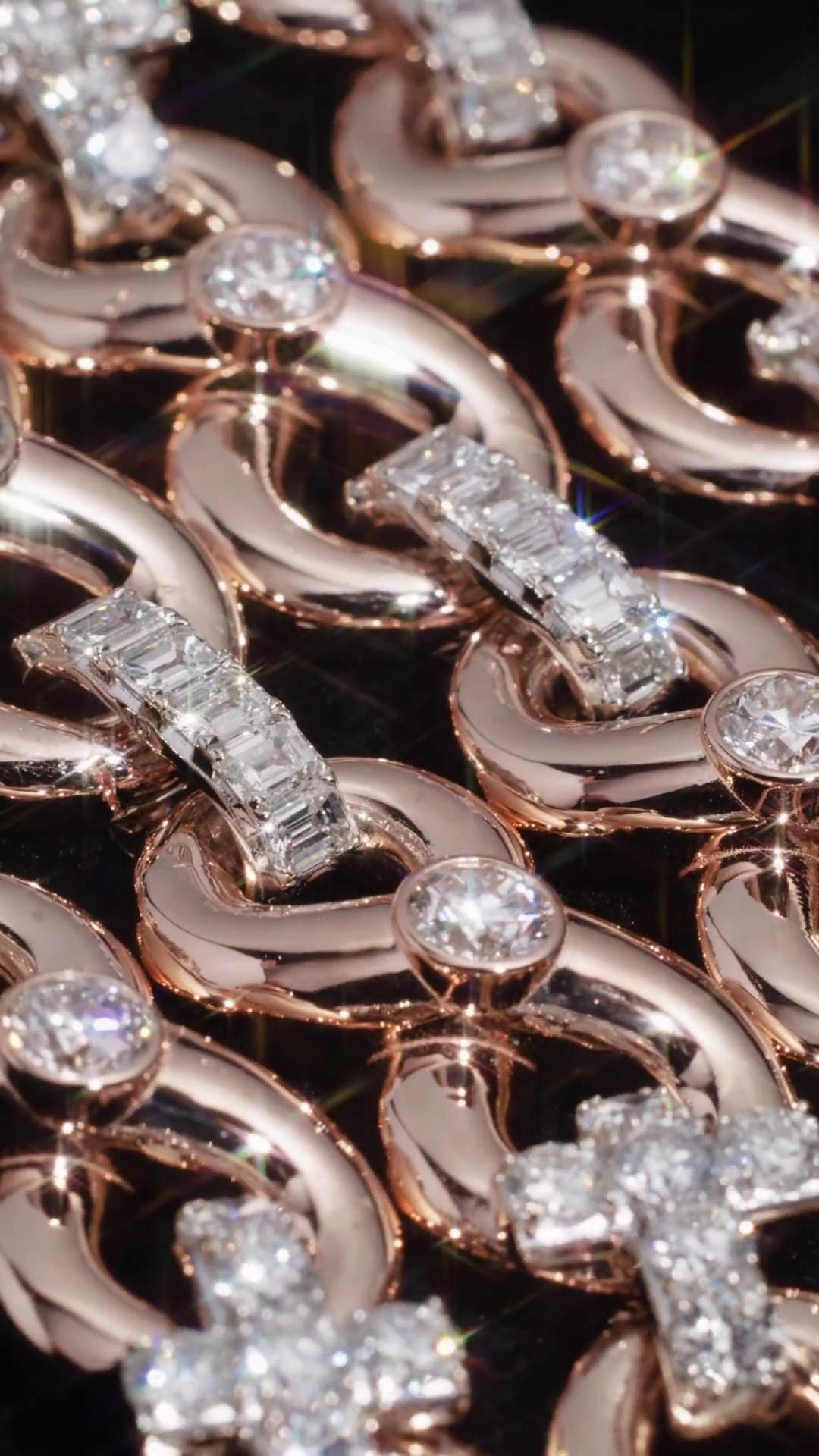 12mm Infinity Link Moissanite Chain, Cross Baguette Accent Necklace, 925 Silver Rose Gold Hip Hop Jewelry