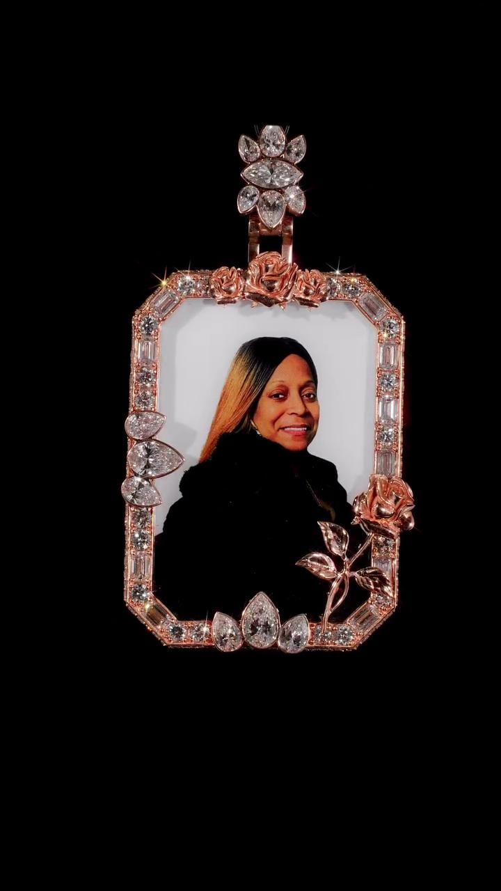 Custom Photo Memory Pendant, Moissanite Memorial Picture Pendant, Personalized Rose Frame Necklace, 925 Silver Remembrance Jewelry