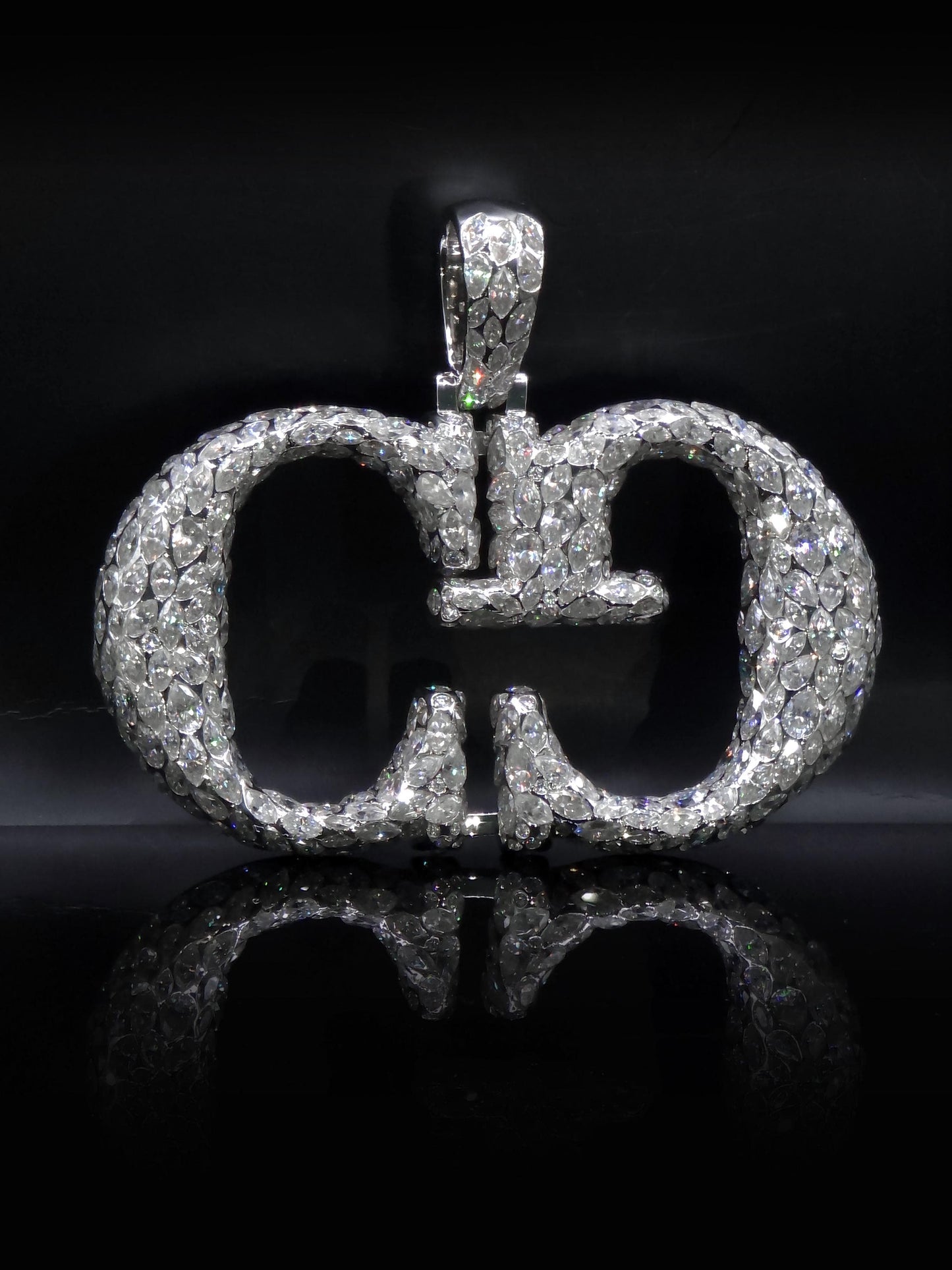 Custom Two Letter Pendant, VVS Moissanite Initial Logo, Pear & Marquise Cut Iced Out Pendant, 925 Sterling Silver Hip Hop Jewelry