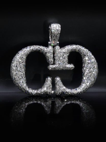 Custom Two Letter Pendant, VVS Moissanite Initial Logo, Pear & Marquise Cut Iced Out Pendant, 925 Sterling Silver Hip Hop Jewelry