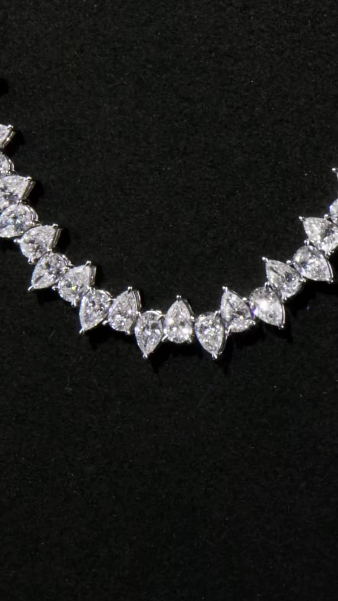 Up Down Pear Moissanite Tennis Necklace | 5 x 7 mm Pear Cut Moissanite | 925 Sterling Silver