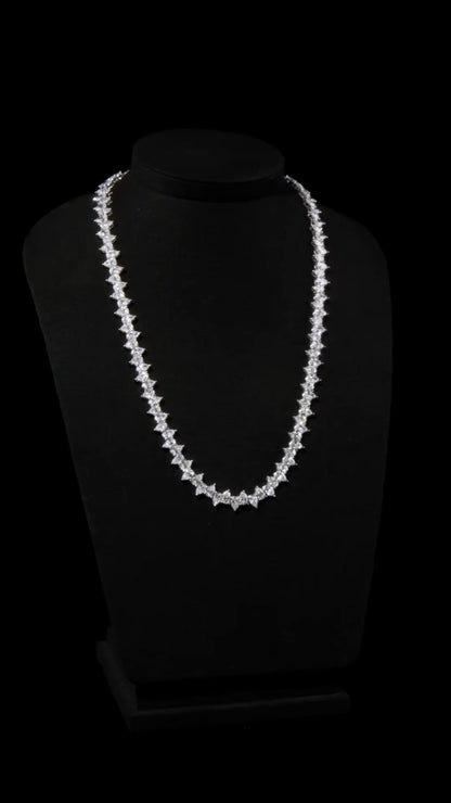 Up Down Pear Moissanite Tennis Necklace | 5 x 7 mm Pear Cut Moissanite | 925 Sterling Silver