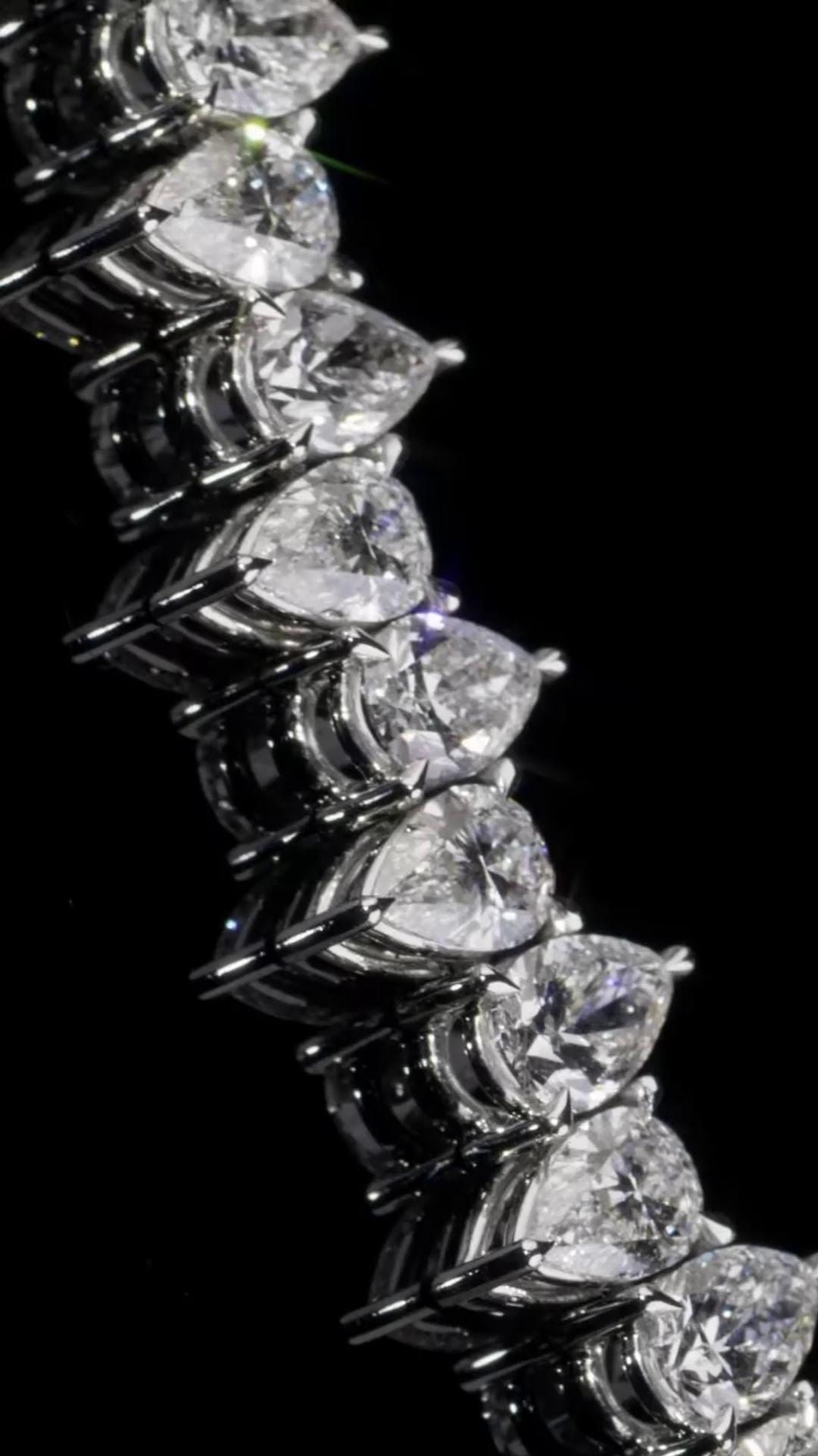 Up Down Pear Moissanite Tennis Necklace | 5 x 7 mm Pear Cut Moissanite | 925 Sterling Silver