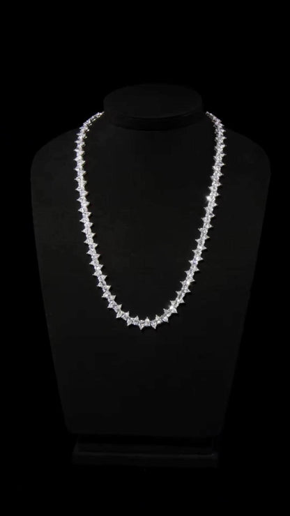 Up Down Pear Moissanite Tennis Necklace | 5 x 7 mm Pear Cut Moissanite | 925 Sterling Silver
