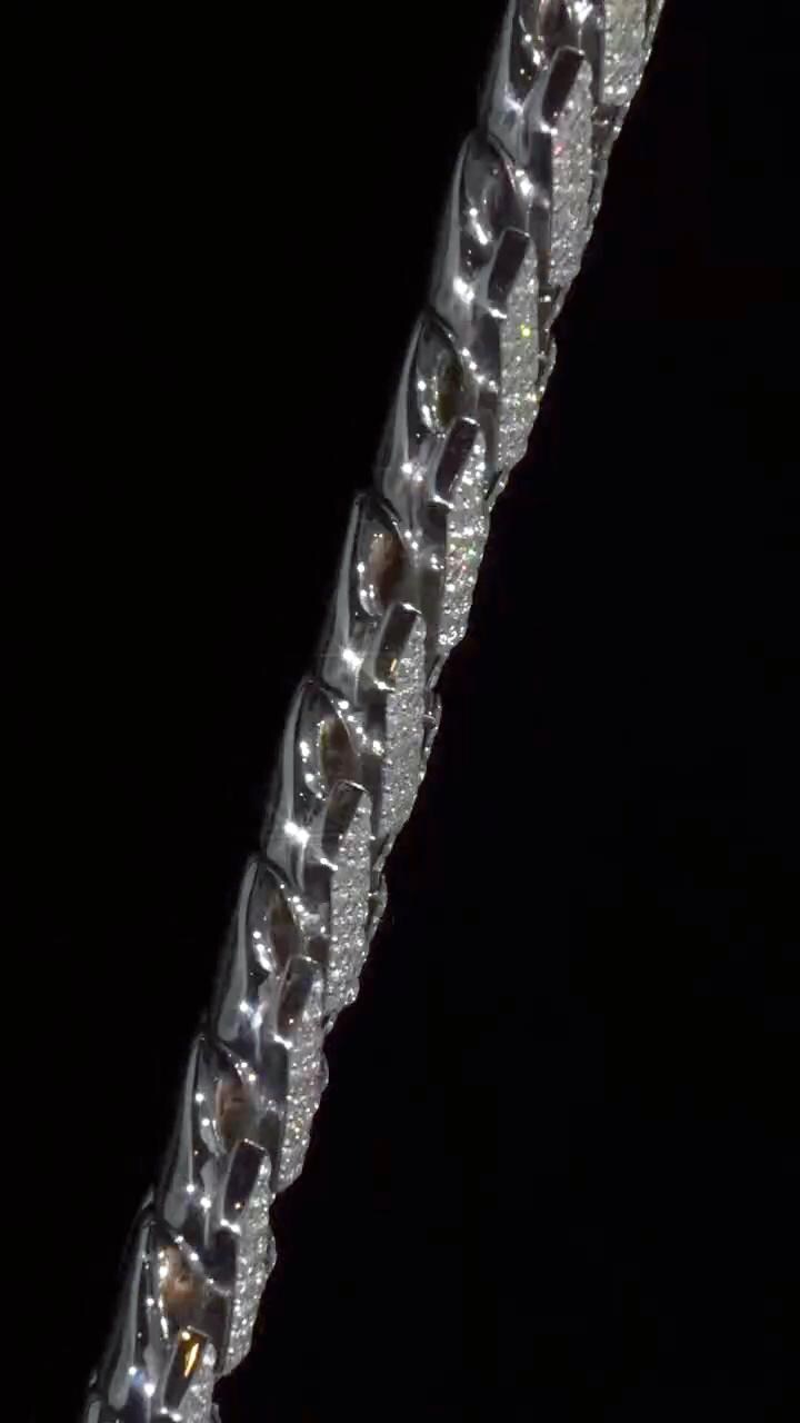 Custom 16mm 3-Row Prong Cuban Chain, VVS Moissanite 925 Silver Necklace, Personalized Iced Out Clasp