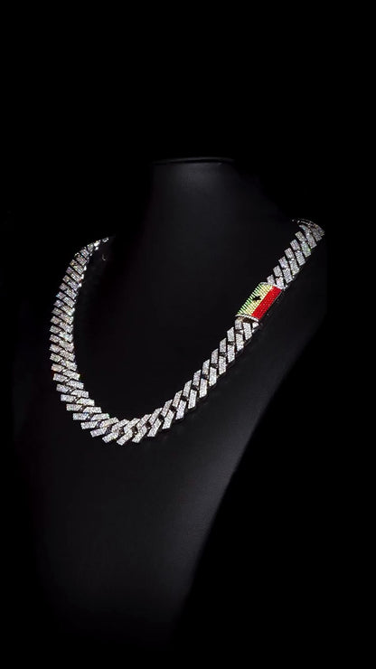 Custom 16mm 3-Row Prong Cuban Chain, VVS Moissanite 925 Silver Necklace, Personalized Iced Out Clasp