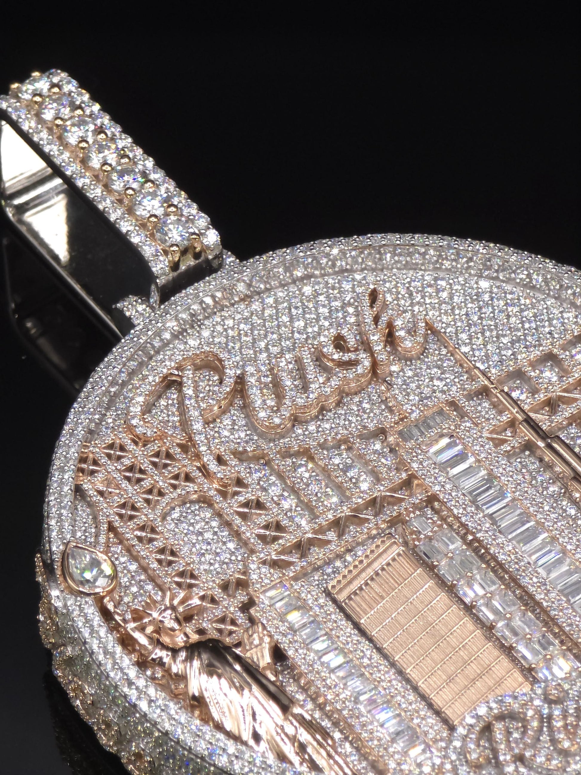 Custom City Landmark Pendant, Two Tone Moissanite Pendant, 925 Sterling Silver, Personalized Hip Hop Jewelry