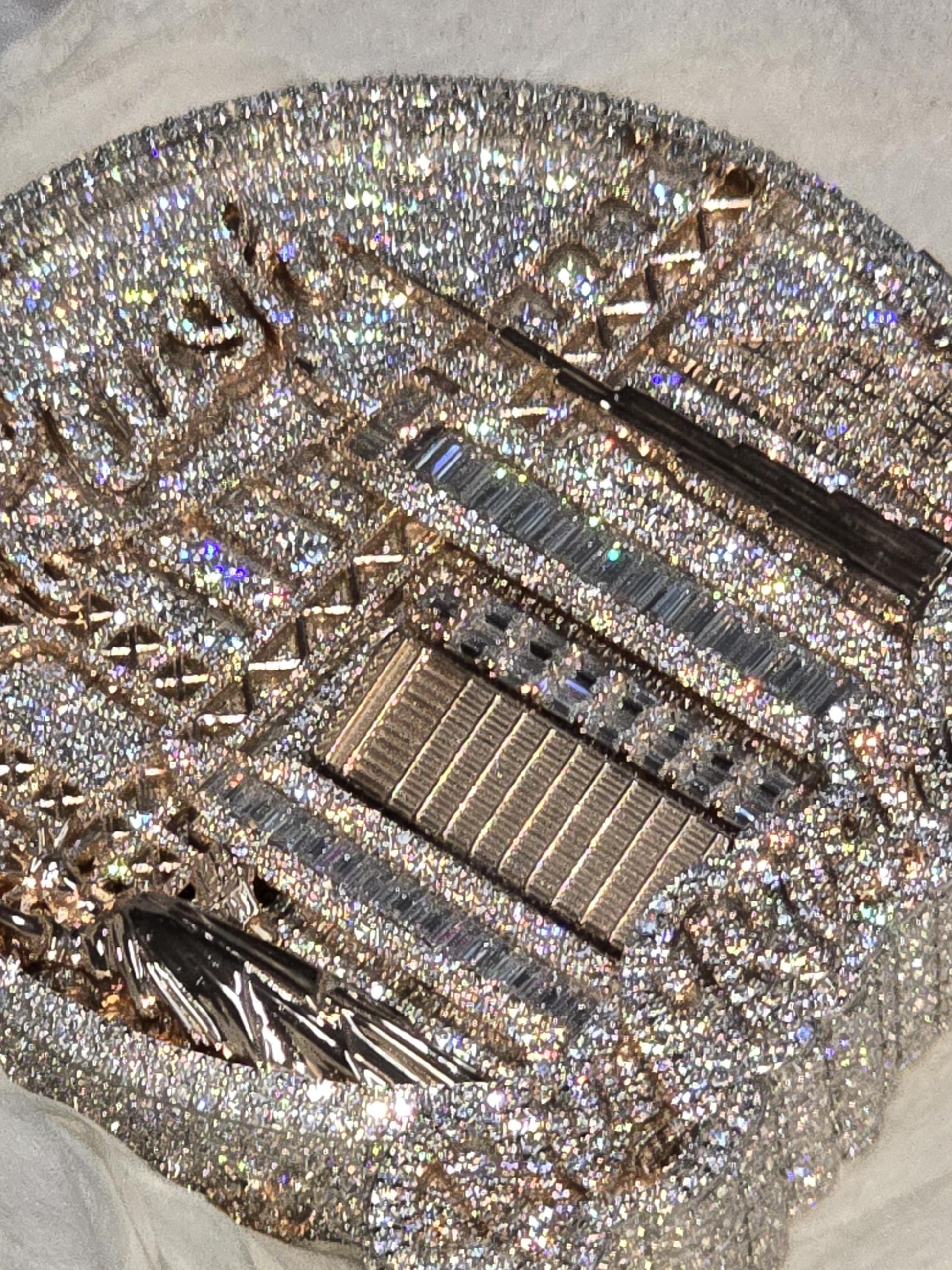 Custom City Landmark Pendant, Two Tone Moissanite Pendant, 925 Sterling Silver, Personalized Hip Hop Jewelry