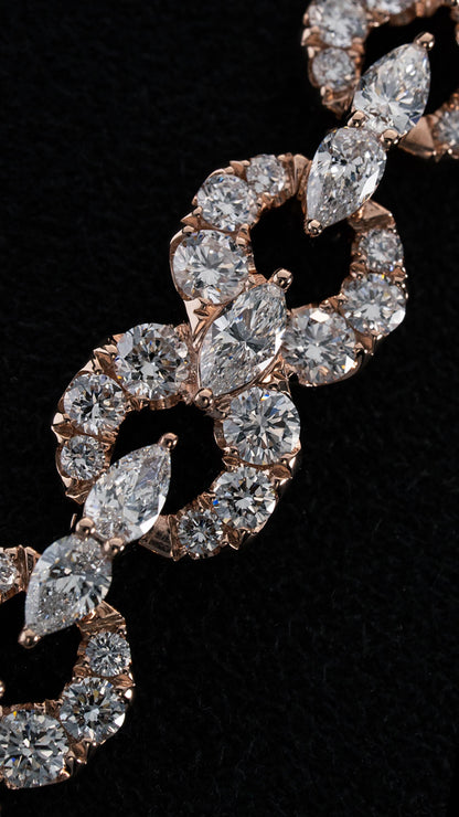 14mm Infinity Chain, VVS Moissanite Necklace, 925 Sterling Silver, Rose Gold Hip Hop Jewelry