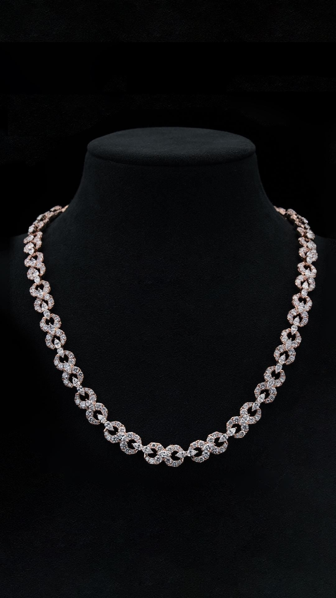 14mm Infinity Chain, VVS Moissanite Necklace, 925 Sterling Silver, Rose Gold Hip Hop Jewelry