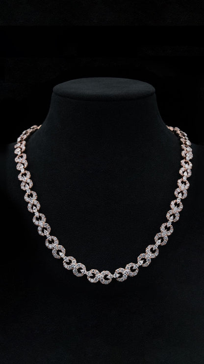 14mm Infinity Chain, VVS Moissanite Necklace, 925 Sterling Silver, Rose Gold Hip Hop Jewelry