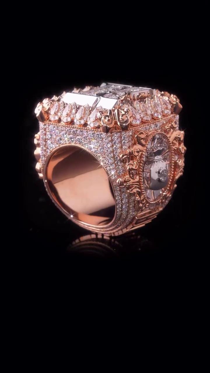 Custom Iced Out Championship Ring, 925 Sterling Silver & VVS Moissanite, Personalized Letter or Number Ring, Custom Name Ring