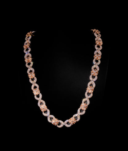 Marquise Eternal Bloom Infinity Chain, 14mm Moissanite Flower Link Necklace, 925 Silver Hip Hop Jean Chain