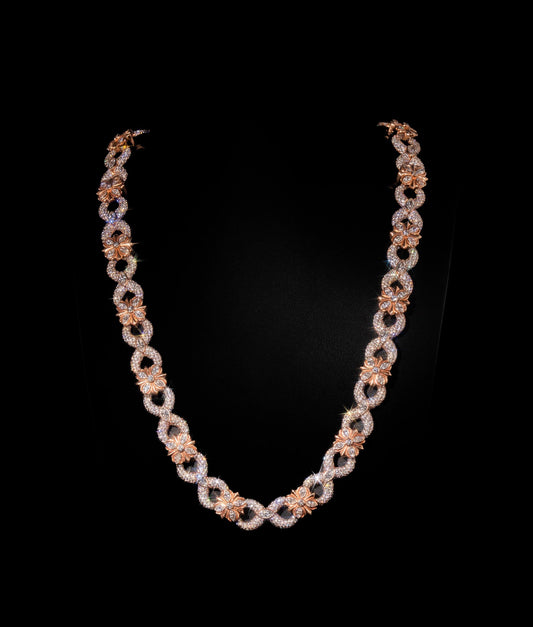 Marquise Eternal Bloom Infinity Chain, 14mm Moissanite Flower Link Necklace, 925 Silver Hip Hop Jean Chain
