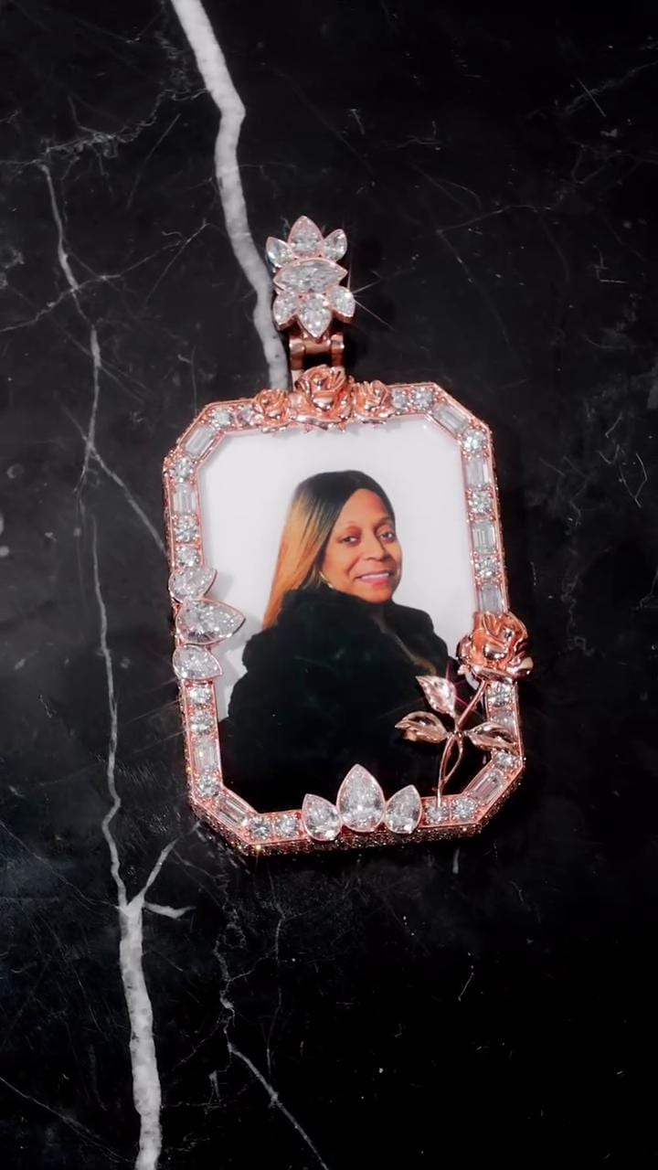 Custom Photo Memory Pendant, Moissanite Memorial Picture Pendant, Personalized Rose Frame Necklace, 925 Silver Remembrance Jewelry