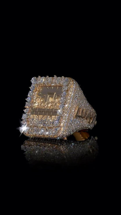 The Last Supper Iced Out Championship Ring, 925 Sterling Silver & VVS Moissanite, Personalized Hip Hop Bling Ring, Men's Statement Jewelry