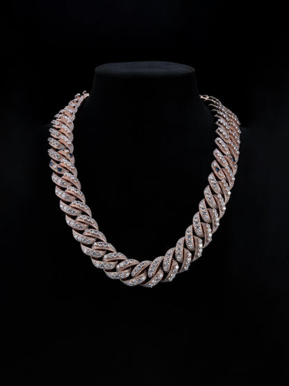 22mm Raised Pointer Cuban Link Chain, VVS1 Moissanite, 925 Sterling Silver, Pear Accent Links