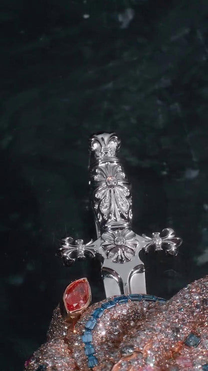 Anatomical Heart Dagger Pendant | Iced Out Heart & Sword Pendant | Custom Moissanite Hip Hop Jewelry | 925 Sterling Silver