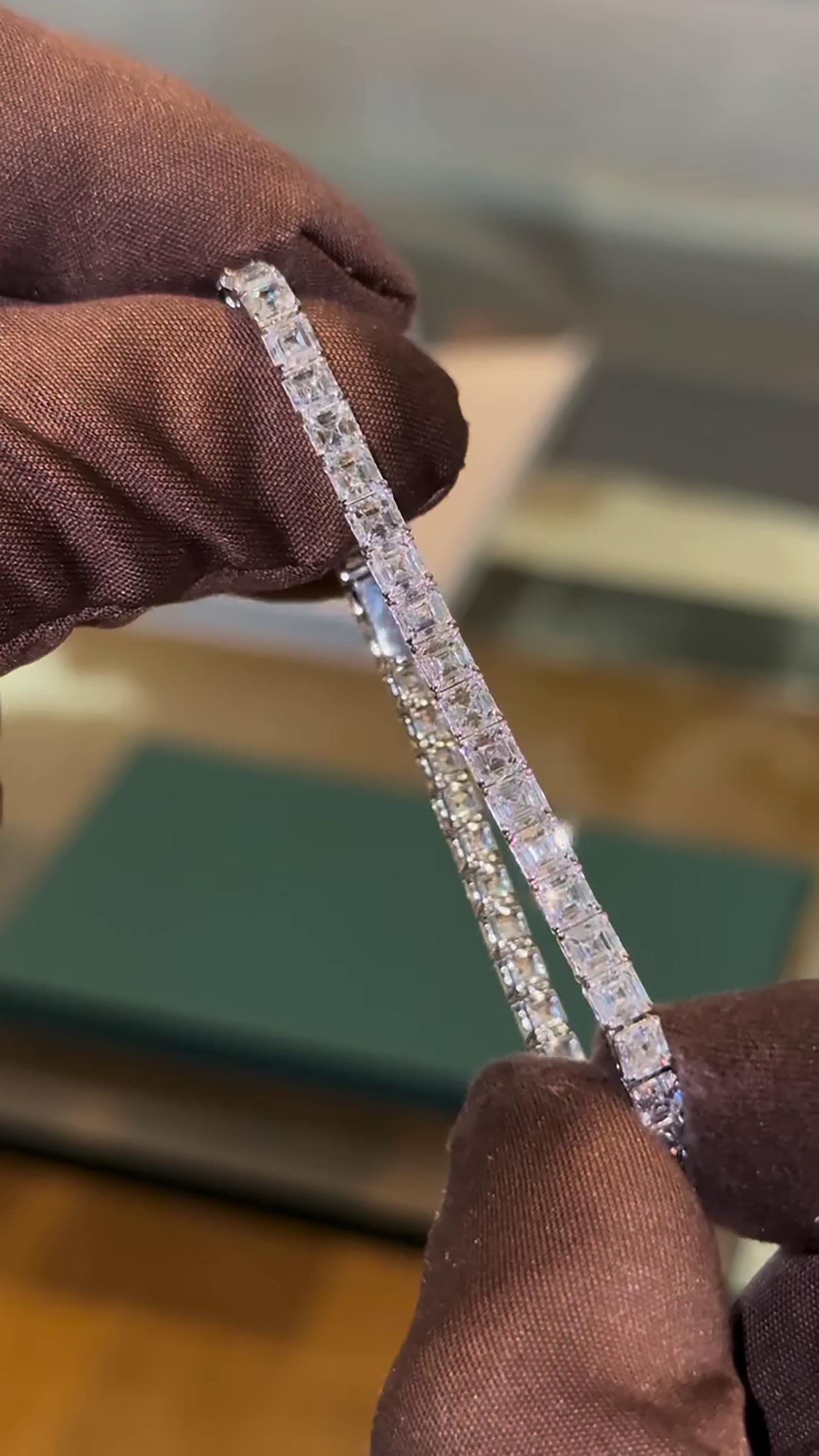 5mm Asscher Cut Moissanite Tennis Bracelet | D Color VVS1 | 925 Sterling Silver | Iced Out Hip Hop Bracelet
