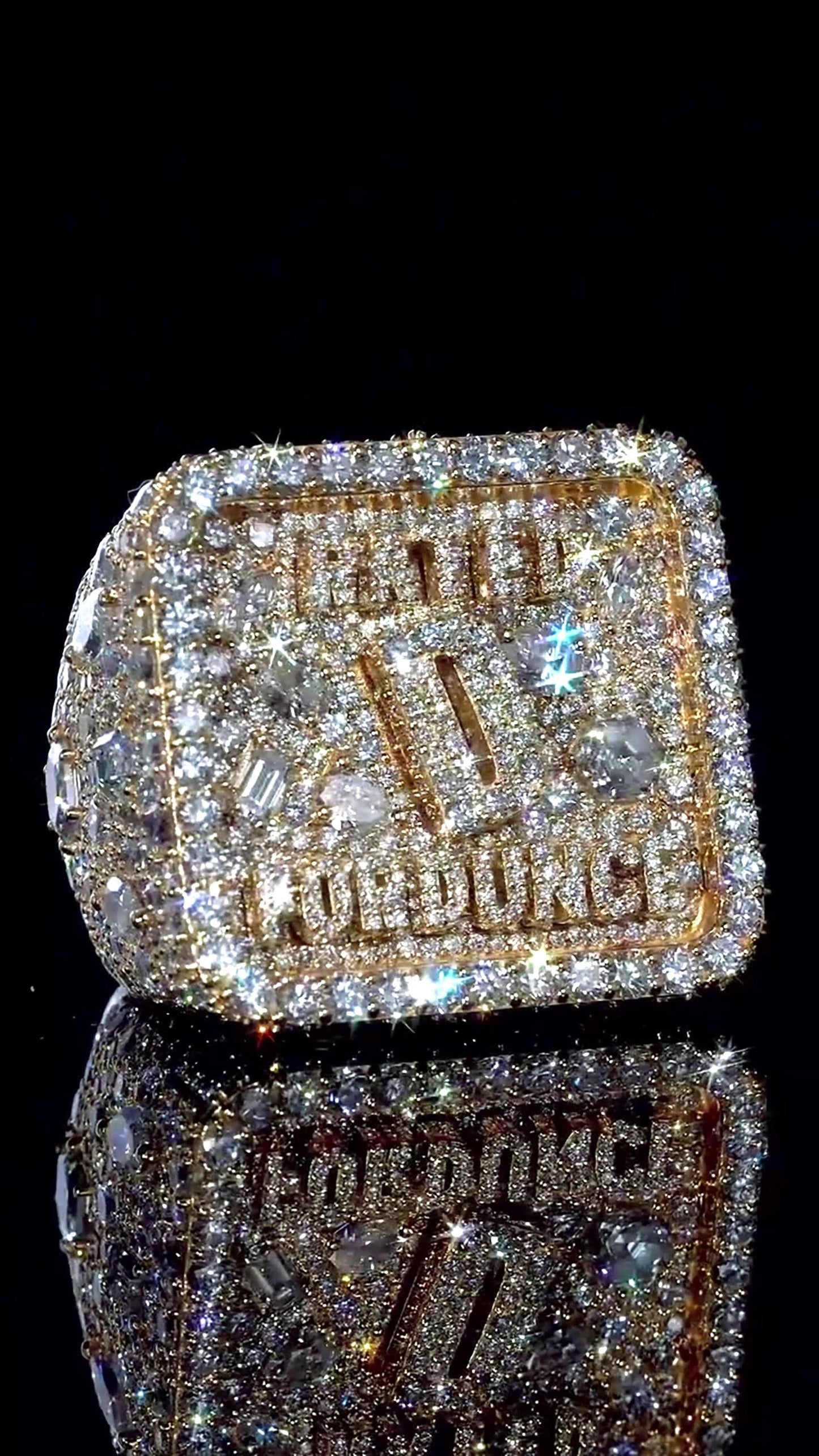 Custom Iced Out Championship Ring | Mixed Shape VVS Moissanite | Personalized Logo Initial Ring | Gold Plated 925 Silver