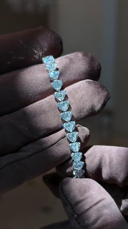 50 Pointer Heart Cut Moissanite Tennis Bracelet | D Color VVS1 | 925 Sterling Silver | Iced Out Hip Hop Bracelet