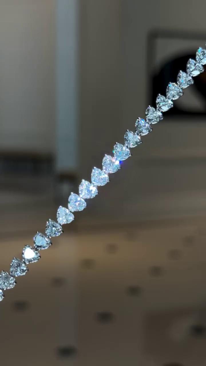 50 Pointer Heart Cut Moissanite Tennis Bracelet | D Color VVS1 | 925 Sterling Silver | Iced Out Hip Hop Bracelet