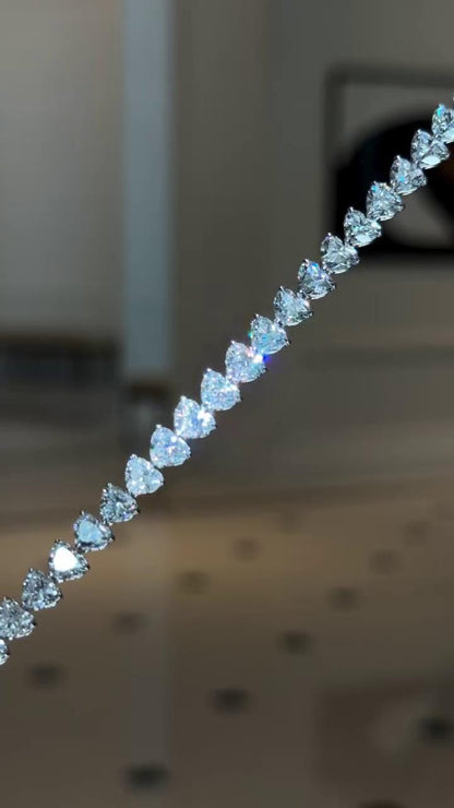 50 Pointer Heart Cut Moissanite Tennis Bracelet | D Color VVS1 | 925 Sterling Silver | Iced Out Hip Hop Bracelet