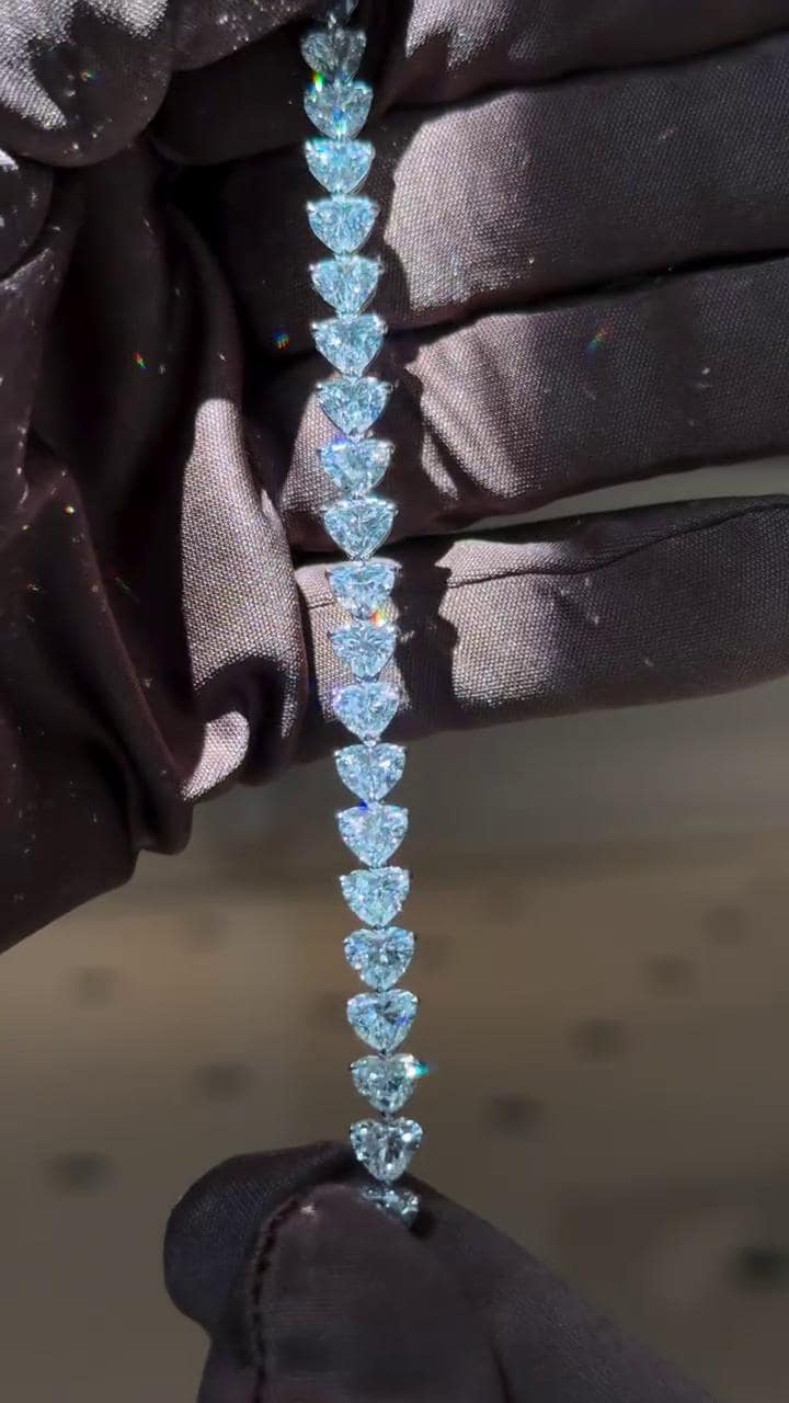 50 Pointer Heart Cut Moissanite Tennis Bracelet | D Color VVS1 | 925 Sterling Silver | Iced Out Hip Hop Bracelet