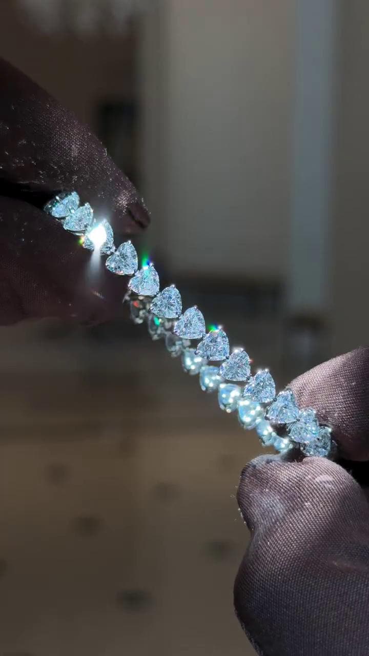 50 Pointer Heart Cut Moissanite Tennis Bracelet | D Color VVS1 | 925 Sterling Silver | Iced Out Hip Hop Bracelet
