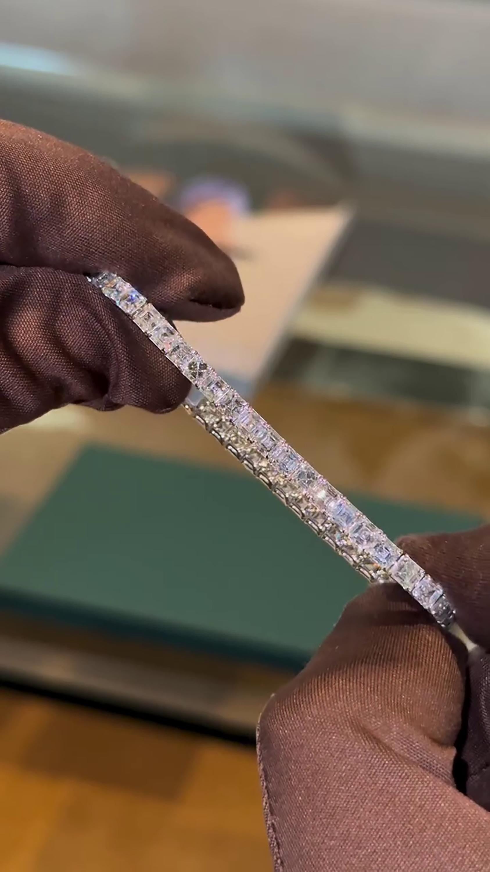 5mm Asscher Cut Moissanite Tennis Bracelet | D Color VVS1 | 925 Sterling Silver | Iced Out Hip Hop Bracelet