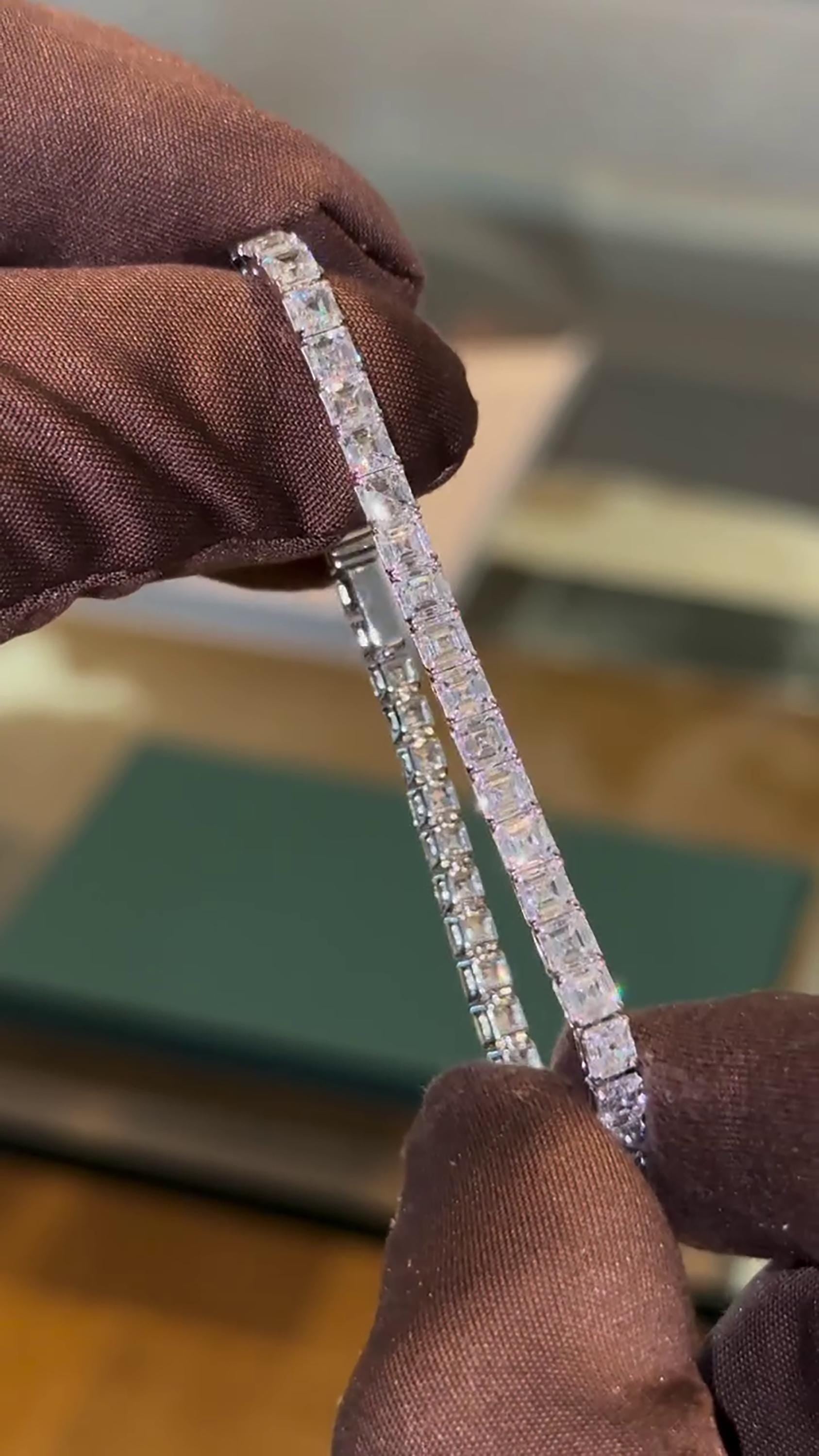 5mm Asscher Cut Moissanite Tennis Bracelet | D Color VVS1 | 925 Sterling Silver | Iced Out Hip Hop Bracelet