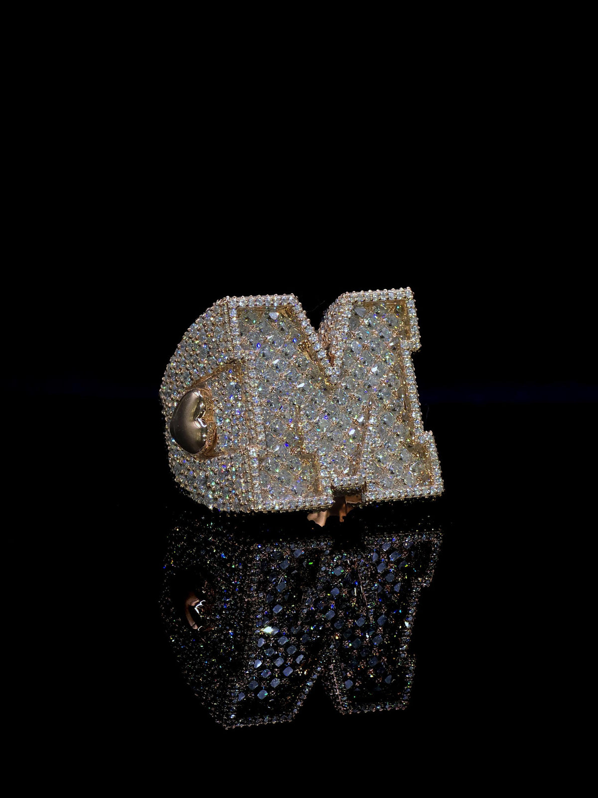 Custom Initial Championship Ring, VVS1 Moissanite Iced Out Ring, Personalized Name Date Ring, Rose Gold 925 Silver, Hip Hop Ring