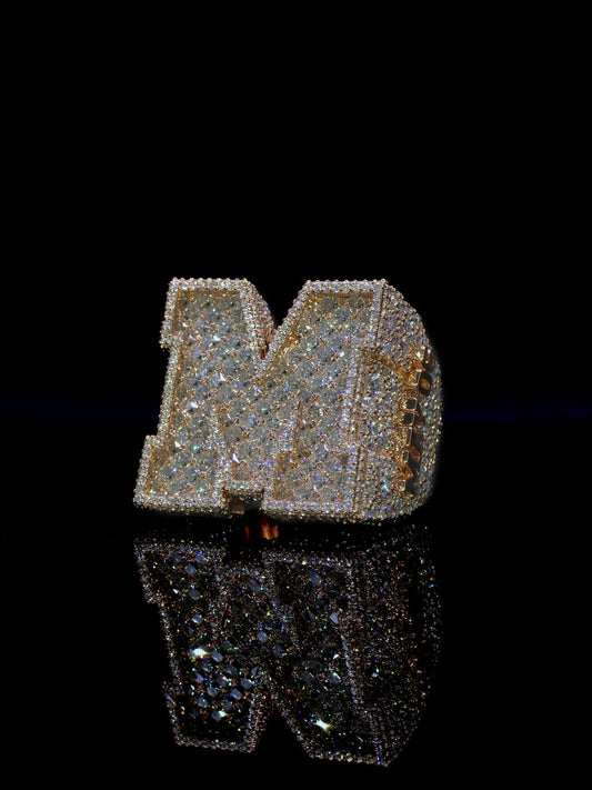 Custom Initial Championship Ring, VVS1 Moissanite Iced Out Ring, Personalized Name Date Ring, Rose Gold 925 Silver, Hip Hop Ring