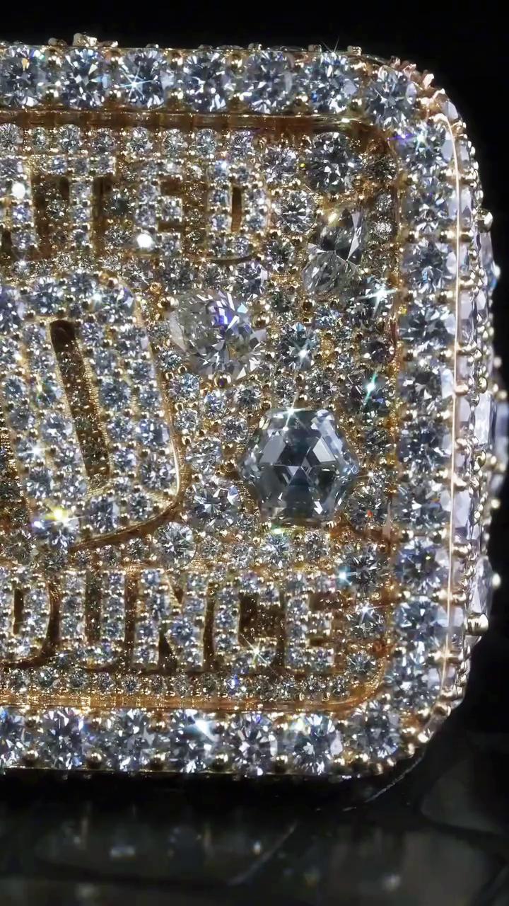 Custom Iced Out Championship Ring | Mixed Shape VVS Moissanite | Personalized Logo Initial Ring | Gold Plated 925 Silver