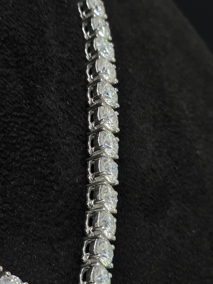 2.5 Inch Custom Shield Pendant & 6mm Tennis Necklace Set, VVS1 Moissanite, Solid 925 Sterling Silver, Passes Diamond Tester
