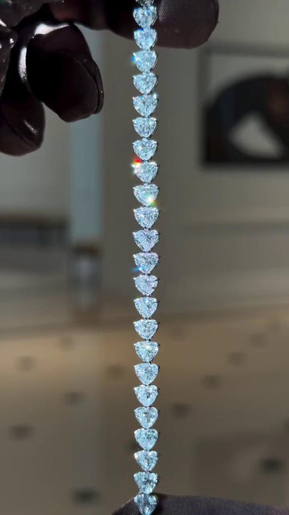 50 Pointer Heart Cut Moissanite Tennis Bracelet | D Color VVS1 | 925 Sterling Silver | Iced Out Hip Hop Bracelet