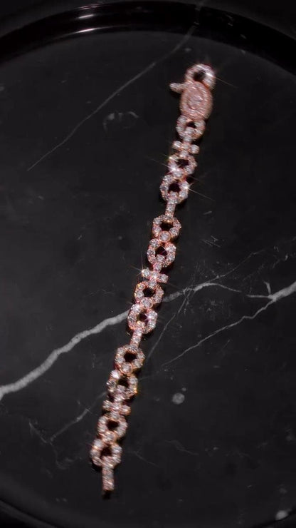 VVS1 Moissanite Infinity Cross Bracelets, Rose Gold Plated 925 Sterling Silver, Pass Diamond Tester