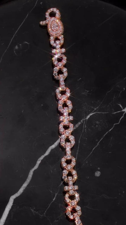 VVS1 Moissanite Infinity Cross Bracelets, Rose Gold Plated 925 Sterling Silver, Pass Diamond Tester