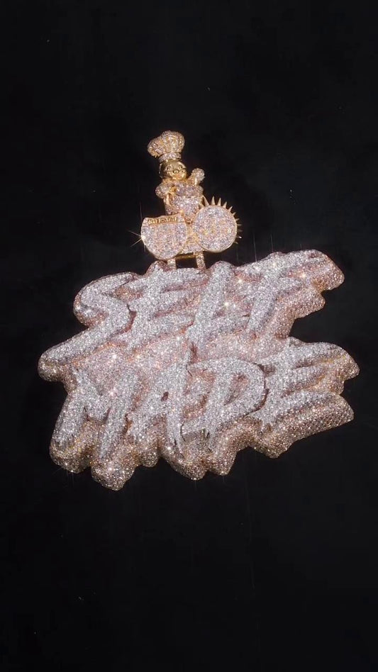 Custom Self Made Pendant, 3D Mosaic Moissanite Letter Pendant, 925 Sterling Silver, Personalized Bail, Hip Hop Jewelry