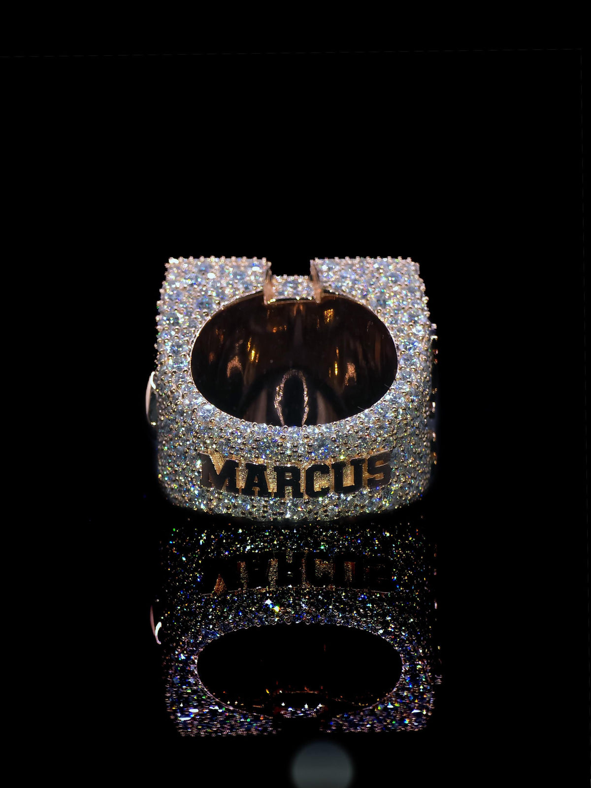 Custom Initial Championship Ring, VVS1 Moissanite Iced Out Ring, Personalized Name Date Ring, Rose Gold 925 Silver, Hip Hop Ring