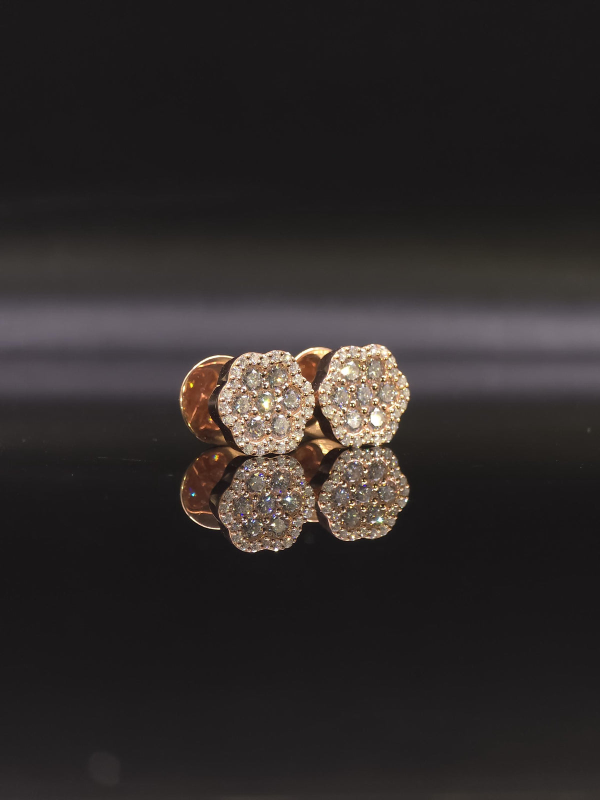 Flower Cluster Moissanite Stud Earrings, 1.3CTW VVS1 Round Cut, 925 Sterling Silver/Solid 10K Gold, Halo Setting