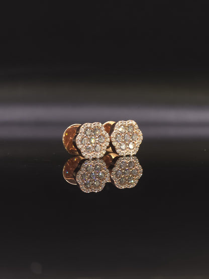 Flower Cluster Moissanite Stud Earrings, 1.3CTW VVS1 Round Cut, 925 Sterling Silver/Solid 10K Gold, Halo Setting