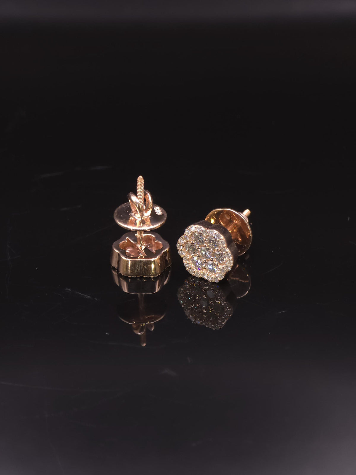 Flower Cluster Moissanite Stud Earrings, 1.3CTW VVS1 Round Cut, 925 Sterling Silver/Solid 10K Gold, Halo Setting