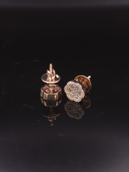 Flower Cluster Moissanite Stud Earrings, 1.3CTW VVS1 Round Cut, 925 Sterling Silver/Solid 10K Gold, Halo Setting