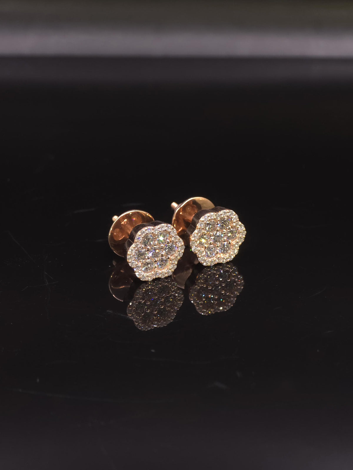 Flower Cluster Moissanite Stud Earrings, 1.3CTW VVS1 Round Cut, 925 Sterling Silver/Solid 10K Gold, Halo Setting