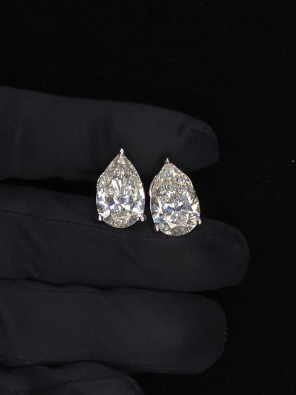Jumbo Pear Moissanite Stud Earrings, 17.5x11.5mm D Color VVS1, 16 CTW, 925 Sterling Silver or Solid 10K Gold, Hip Hop Studs